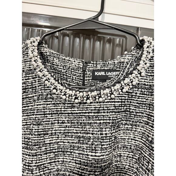 Karl Lagerfeld Paris Knit Tweed A Line Dress - Picture 7 of 9